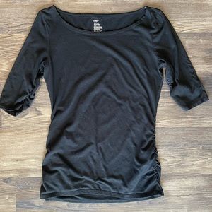 Womens 3/4 Sleeve Black Shirt with Bunched sides Small - GAP